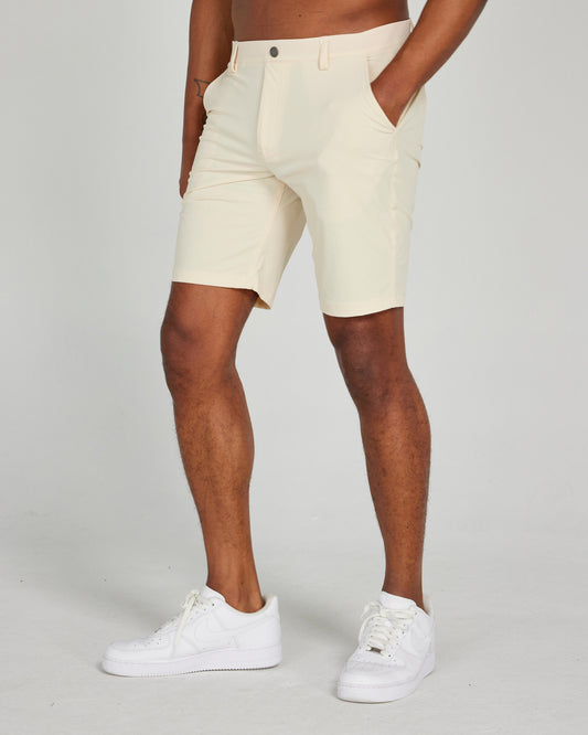 Image of the hanover pull-on short in macadamia 1