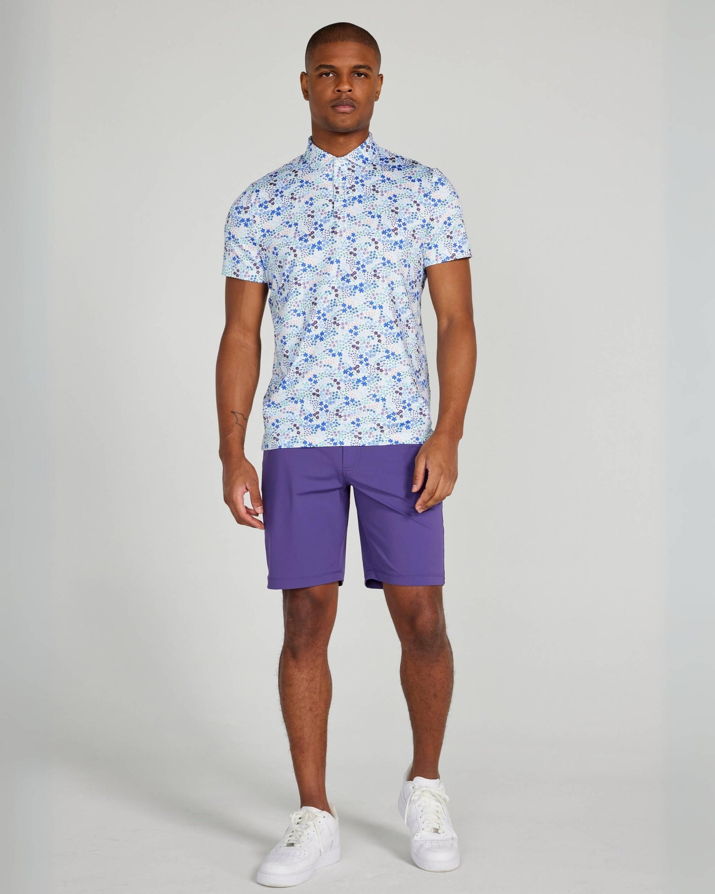 Rhodes Polo in Bright White/Blue Multi