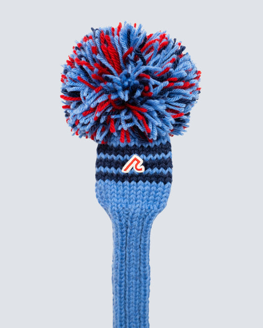 Knitted ‘R’ Icon with Pom in French Blue